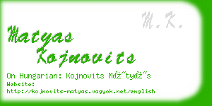 matyas kojnovits business card